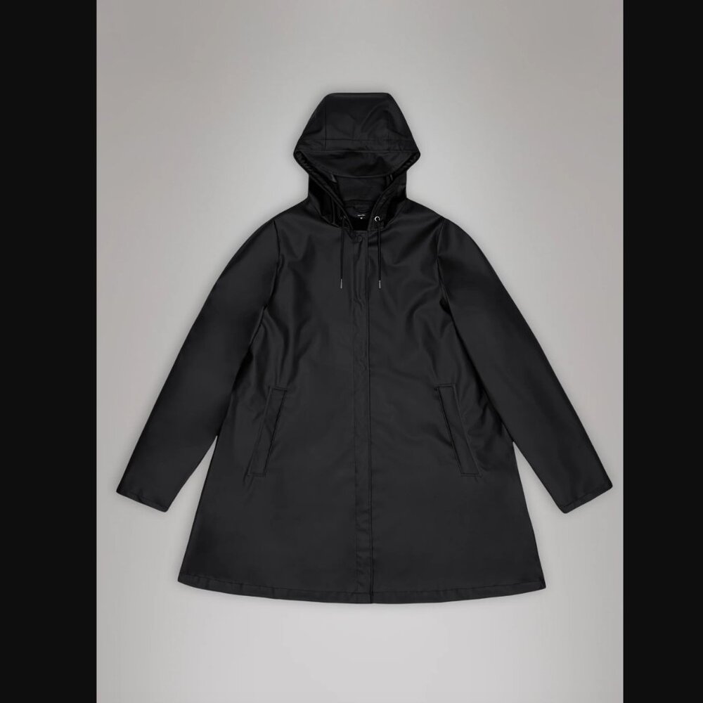 RAINS A-Line Rain Jacket in Black XL